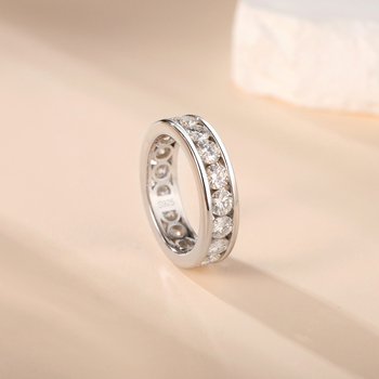 Moissanit prsten od srebra 925 | Geometrijski unisex dizajn | Uklopljen Moissanit kamenima | White Cloud Jewelry
