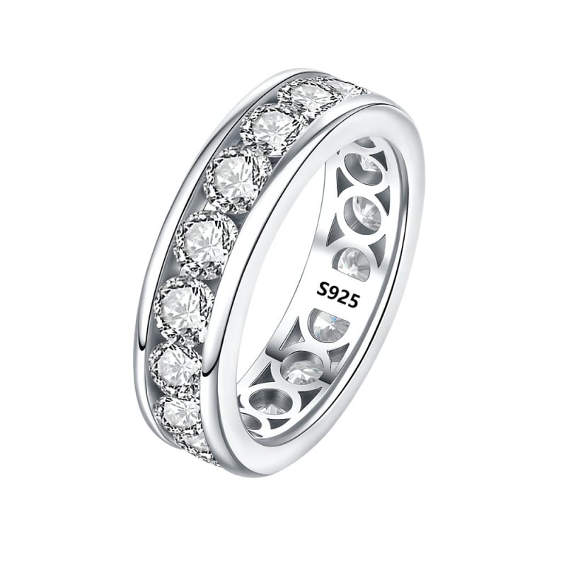 Moissanit prsten od srebra 925 | Geometrijski unisex dizajn | Uklopljen Moissanit kamenima | White Cloud Jewelry