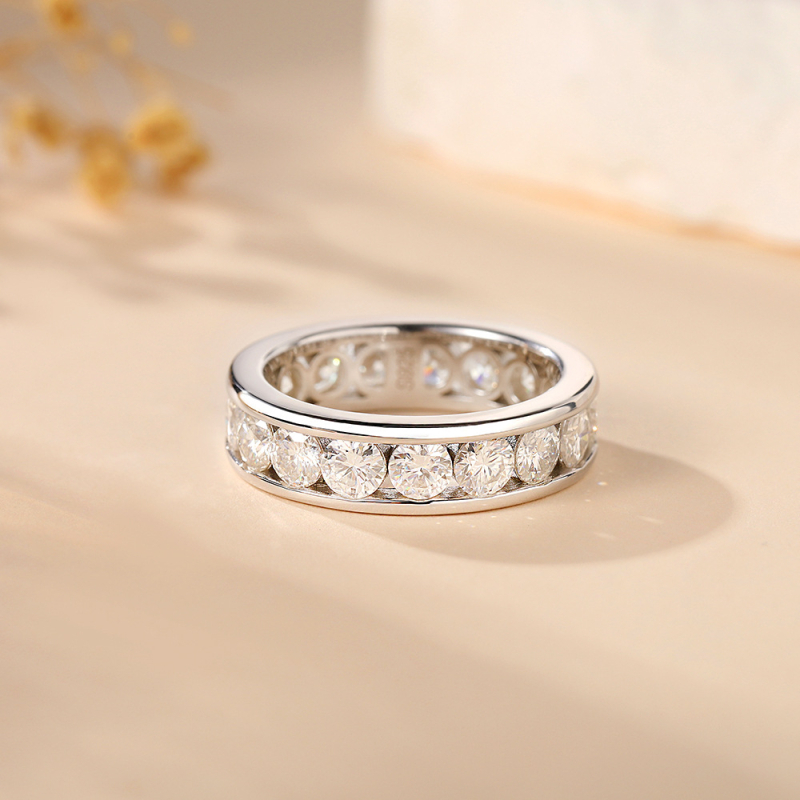 Moissanit prsten od srebra 925 | Geometrijski unisex dizajn | Uklopljen Moissanit kamenima | White Cloud Jewelry