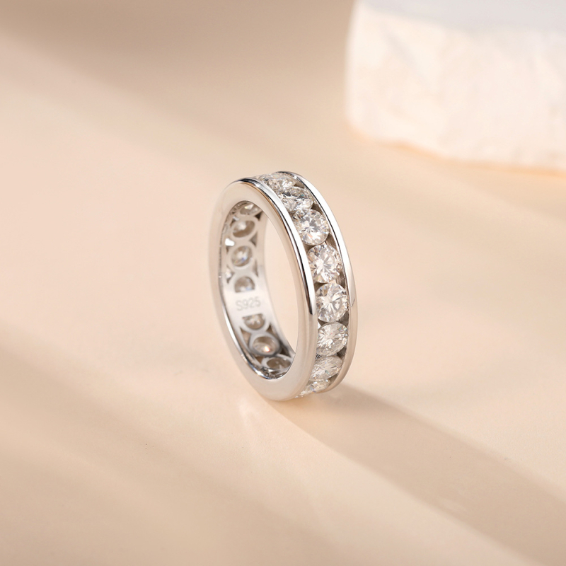 Moissanit prsten od srebra 925 | Geometrijski unisex dizajn | Uklopljen Moissanit kamenima | White Cloud Jewelry