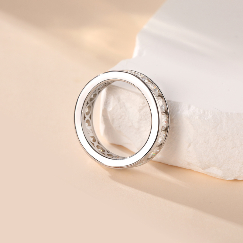 Moissanit prsten od srebra 925 | Geometrijski unisex dizajn | Uklopljen Moissanit kamenima | White Cloud Jewelry