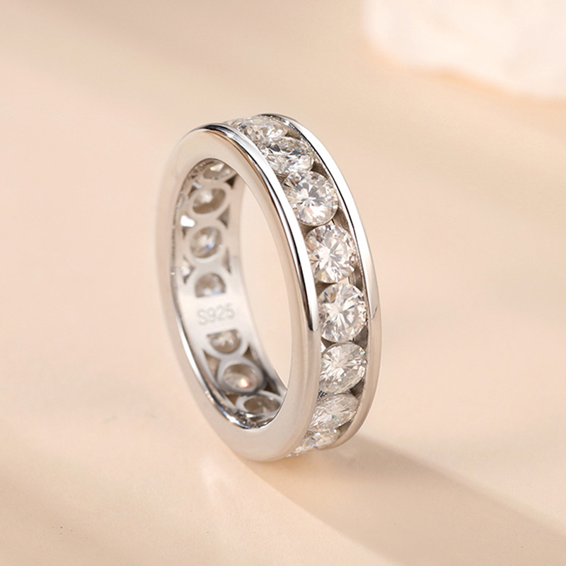 Moissanit prsten od srebra 925 | Geometrijski unisex dizajn | Uklopljen Moissanit kamenima | White Cloud Jewelry