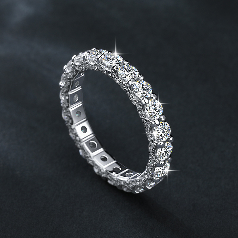 S925 srebrni prsten za žene s moissanitom — elegantan, visokokvalitetan stacking prsten za zaruke