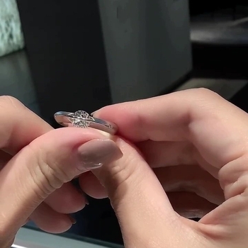 Inel din argint s925, design geometric, montură cu diamant, rotativ, stil feminin lux