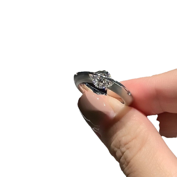 Inel din argint s925, design geometric, montură cu diamant, rotativ, stil feminin lux