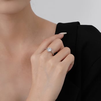 Inel Moissanit, 1 carat, montură cu șase zimți, inel de cununie pentru femei, placare cu cupru