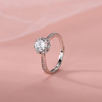 Inel Moissanit, 1 carat, montură cu șase zimți, inel de cununie pentru femei, placare cu cupru