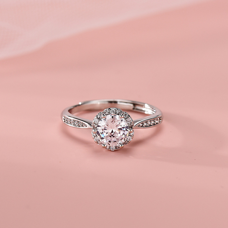 Inel Moissanit, 1 carat, montură cu șase zimți, inel de cununie pentru femei, placare cu cupru