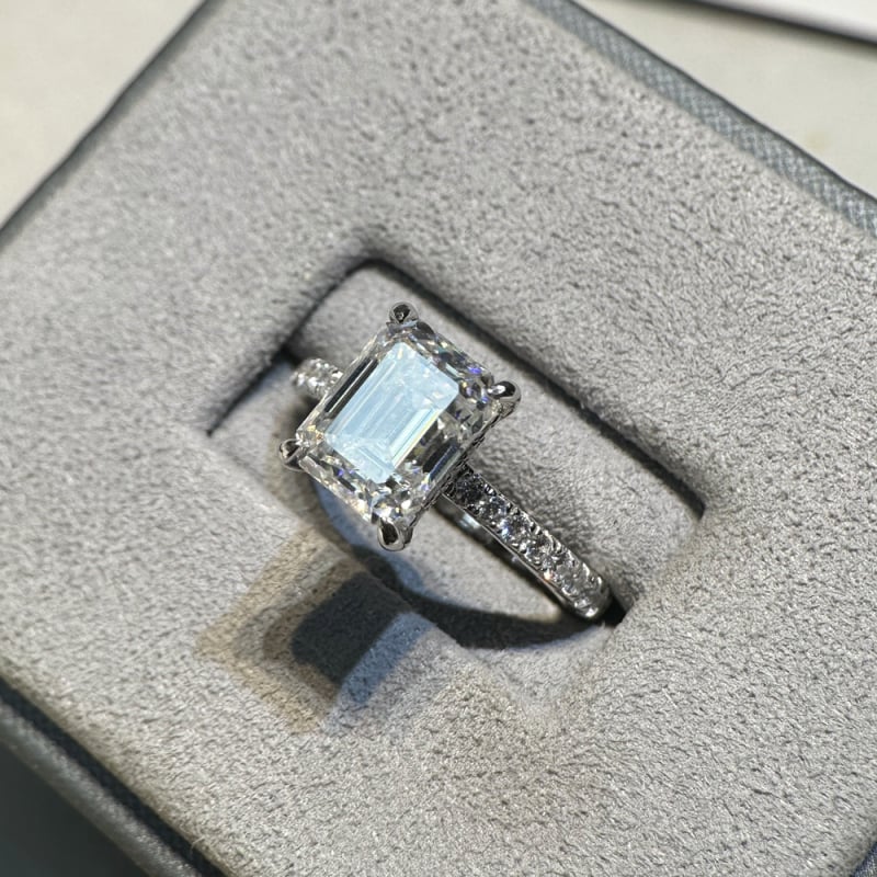 Inel cu moissanit, argint 925, design geometric, pentru femei