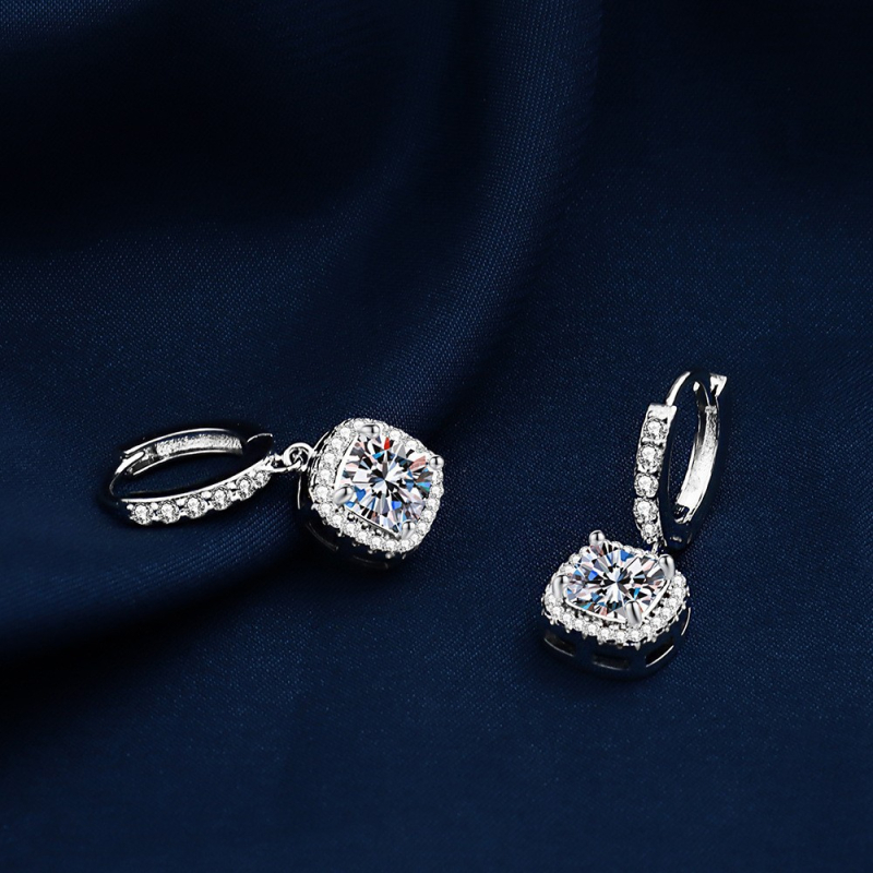 Σκουλαρίκια από χαλκό, γεωμετρικά τετράγωνα κουμπάκια για τα αυτιά, με ζιρκόνια, φρέσκο και γλυκό στυλ, Άνοιξη 2025