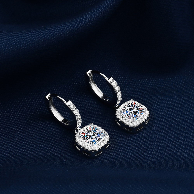 Σκουλαρίκια από χαλκό, γεωμετρικά τετράγωνα κουμπάκια για τα αυτιά, με ζιρκόνια, φρέσκο και γλυκό στυλ, Άνοιξη 2025