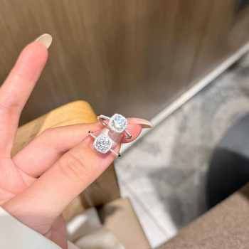 Пръстен от 925 стерлингово сребро с диамант за жени, лек луксозен стил