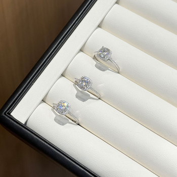 Пръстен от 925 стерлингово сребро с диамант за жени, лек луксозен стил