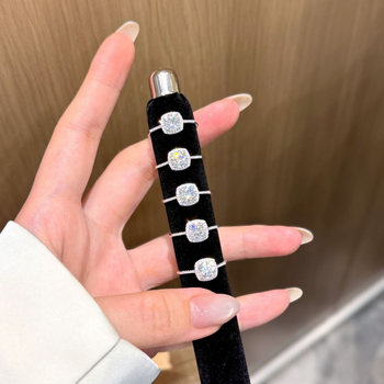 Пръстен от 925 стерлингово сребро с диамант за жени, лек луксозен стил