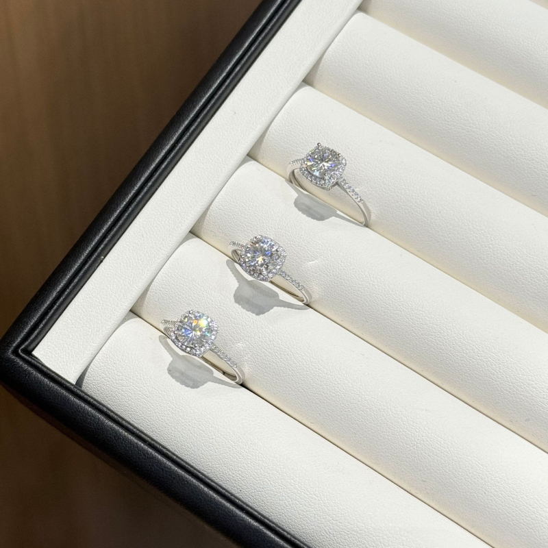 Пръстен от 925 стерлингово сребро с диамант за жени, лек луксозен стил