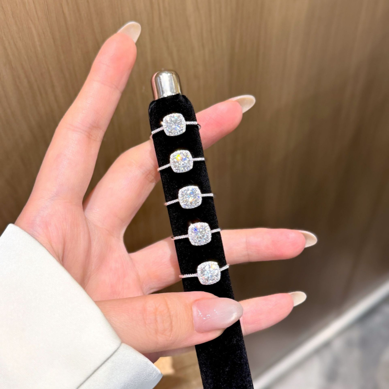 Пръстен от 925 стерлингово сребро с диамант за жени, лек луксозен стил