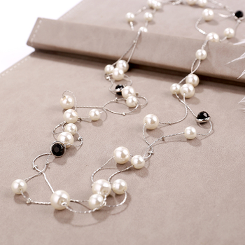 Dugačka biserno ogrlica za žene, korejskog stila, minimalistički privjesak na lanac za džemper