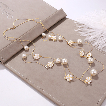 Dugačka biserno ogrlica za žene, korejskog stila, minimalistički privjesak na lanac za džemper