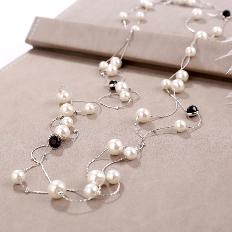 Dugačka biserno ogrlica za žene, korejskog stila, minimalistički privjesak na lanac za džemper