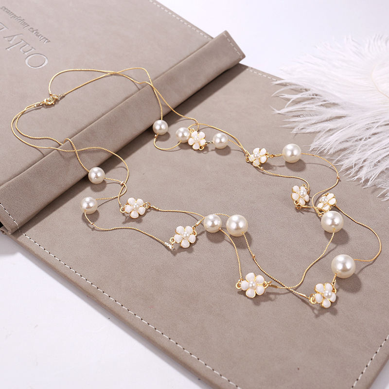 Dugačka biserno ogrlica za žene, korejskog stila, minimalistički privjesak na lanac za džemper