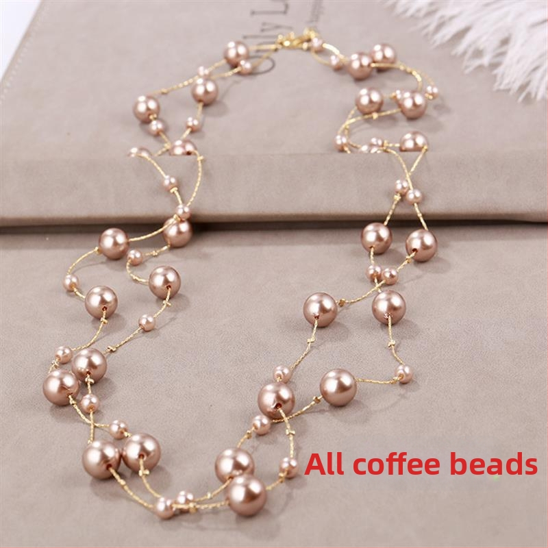 Dugačka biserno ogrlica za žene, korejskog stila, minimalistički privjesak na lanac za džemper