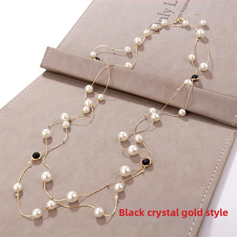 Dugačka biserno ogrlica za žene, korejskog stila, minimalistički privjesak na lanac za džemper