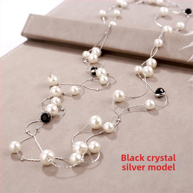 Dugačka biserno ogrlica za žene, korejskog stila, minimalistički privjesak na lanac za džemper