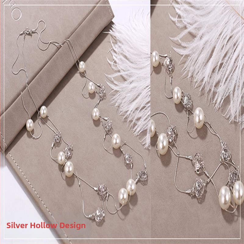 Dugačka biserno ogrlica za žene, korejskog stila, minimalistički privjesak na lanac za džemper