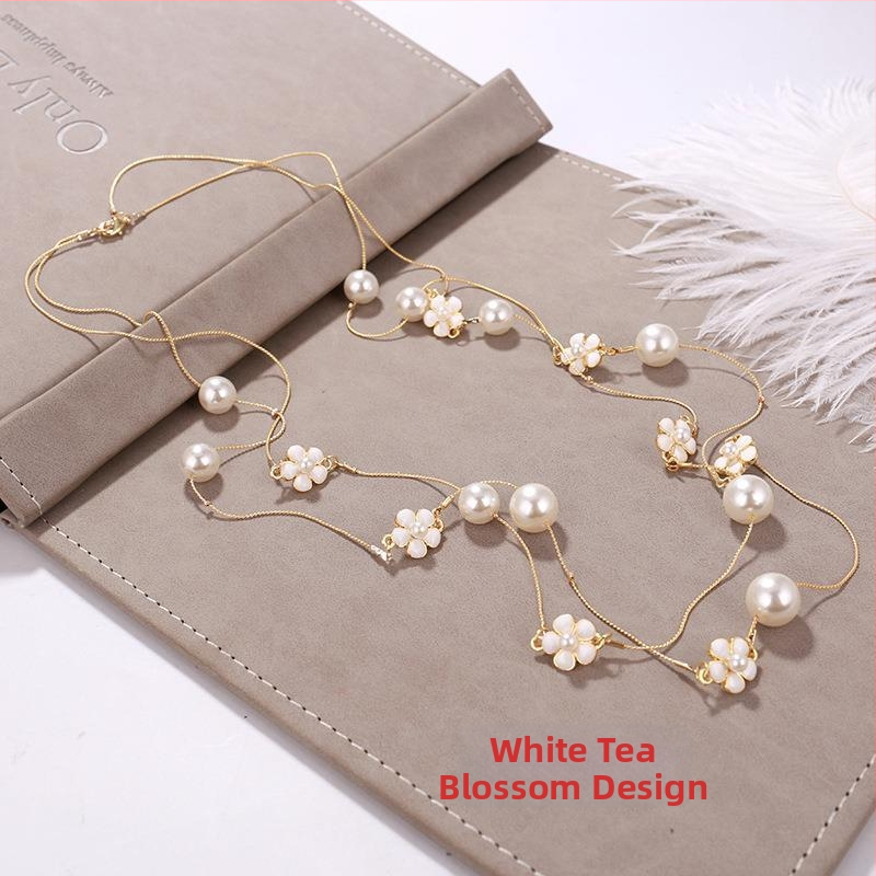 Dugačka biserno ogrlica za žene, korejskog stila, minimalistički privjesak na lanac za džemper