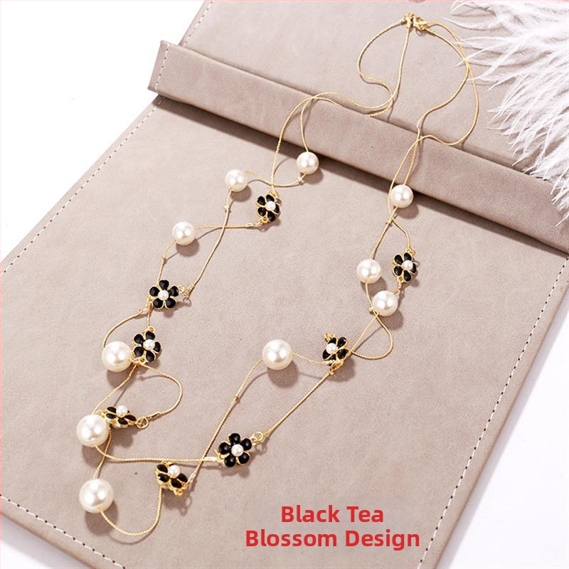 Dugačka biserno ogrlica za žene, korejskog stila, minimalistički privjesak na lanac za džemper