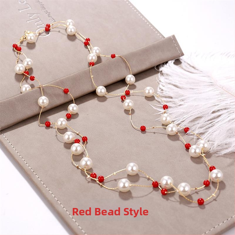 Dugačka biserno ogrlica za žene, korejskog stila, minimalistički privjesak na lanac za džemper