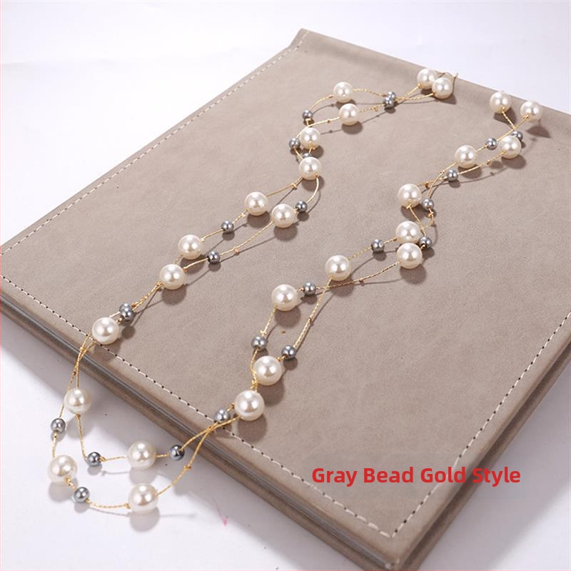Dugačka biserno ogrlica za žene, korejskog stila, minimalistički privjesak na lanac za džemper
