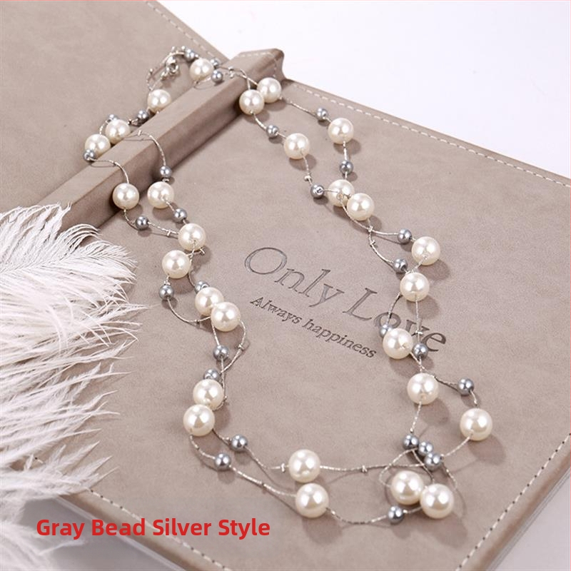 Dugačka biserno ogrlica za žene, korejskog stila, minimalistički privjesak na lanac za džemper