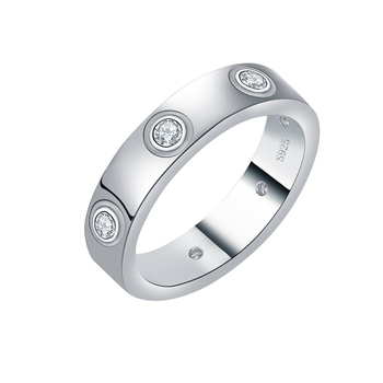 Moissanit prsten od S925 srebra, unisex, valovita i U‑oblik, s ugrađenim moissanitom