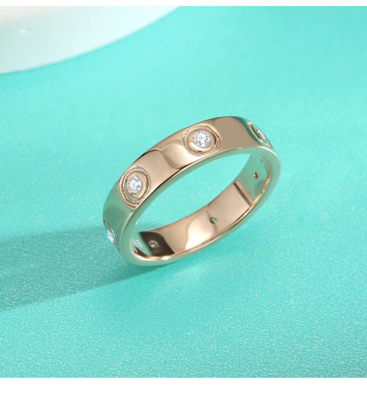 Moissanit prsten od S925 srebra, unisex, valovita i U‑oblik, s ugrađenim moissanitom