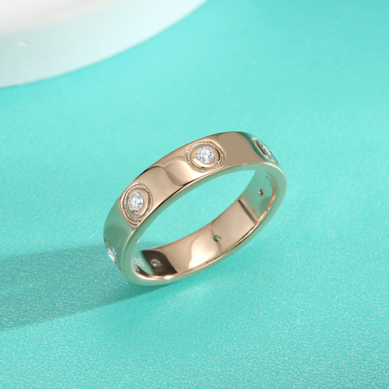 Moissanit prsten od S925 srebra, unisex, valovita i U‑oblik, s ugrađenim moissanitom