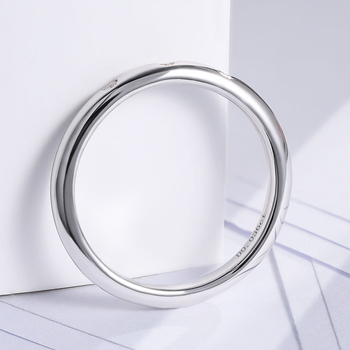 Baicheng Jewelry Inel din argint 925 cu moissanit – stil geometric minimalist, cerc simplu, unisex