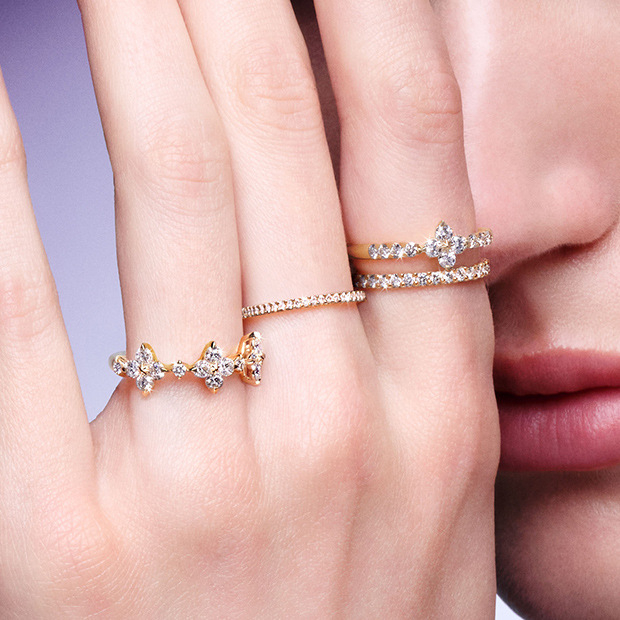 Prsten s motivom četverolisne djeteline, Moissanit diamant, srebro 925, japanski stil