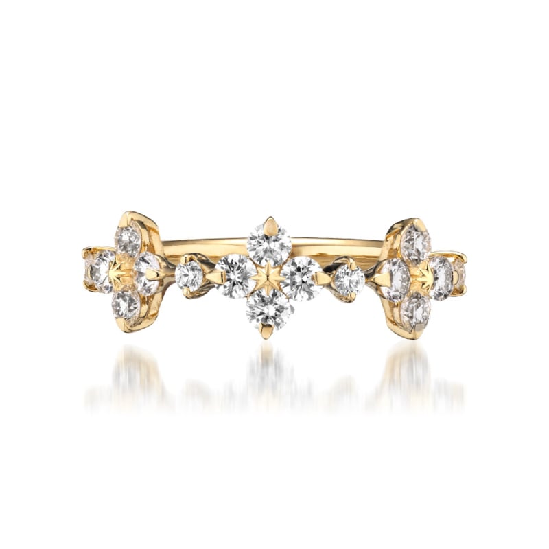 Prsten s motivom četverolisne djeteline, Moissanit diamant, srebro 925, japanski stil