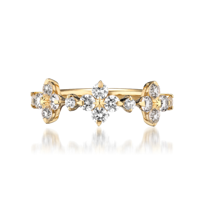 Prsten s motivom četverolisne djeteline, Moissanit diamant, srebro 925, japanski stil