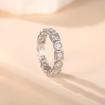 Prsteň z Moissanitu zo striebra 925, celý kruh, unisex, ľahký luxusný štýl, elektroplating