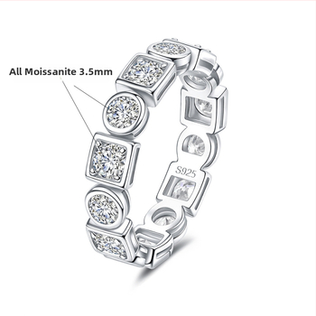 Prsteň z Moissanitu zo striebra 925, celý kruh, unisex, ľahký luxusný štýl, elektroplating