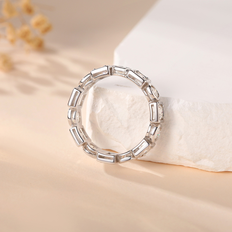 Prsteň z Moissanitu zo striebra 925, celý kruh, unisex, ľahký luxusný štýl, elektroplating