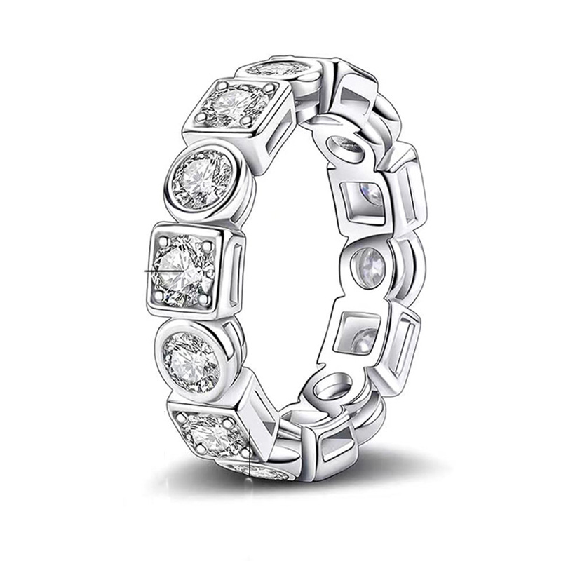 Prsteň z Moissanitu zo striebra 925, celý kruh, unisex, ľahký luxusný štýl, elektroplating