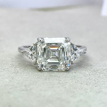 Prsten s geometrijskim dizajnom i Moissanitom u 925 srebru – YUDIYIR JEWELRY