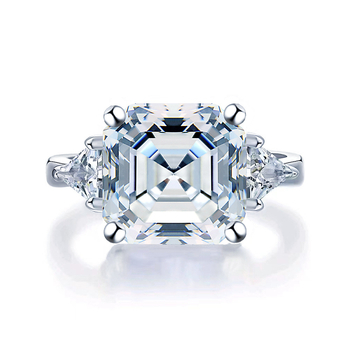 Prsten s geometrijskim dizajnom i Moissanitom u 925 srebru – YUDIYIR JEWELRY