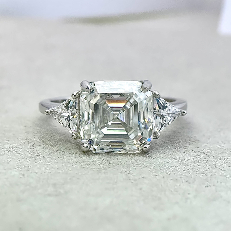 Prsten s geometrijskim dizajnom i Moissanitom u 925 srebru – YUDIYIR JEWELRY