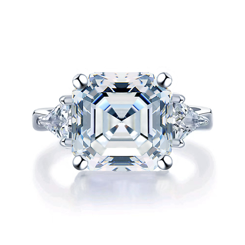 Prsten s geometrijskim dizajnom i Moissanitom u 925 srebru – YUDIYIR JEWELRY