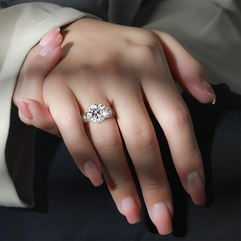 Prsten za zaruke s bakrenim cirkonijem, krunom, dijamantnim brušenjem, za žene, lagani luksuzni stil