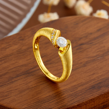 Dunli Jewelry Moissanitni prsten, retro brušeni završetak, za žene, S925 srebro s premazom 18K zlata, europski i američki stil, lagani luksuz